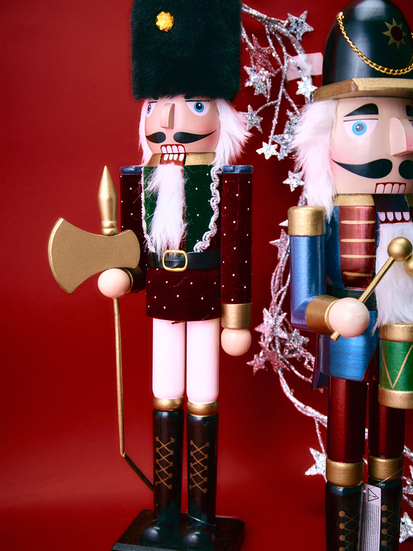 Wooden Nutcracker with a Faux Fur Hat and Axe 50cm
