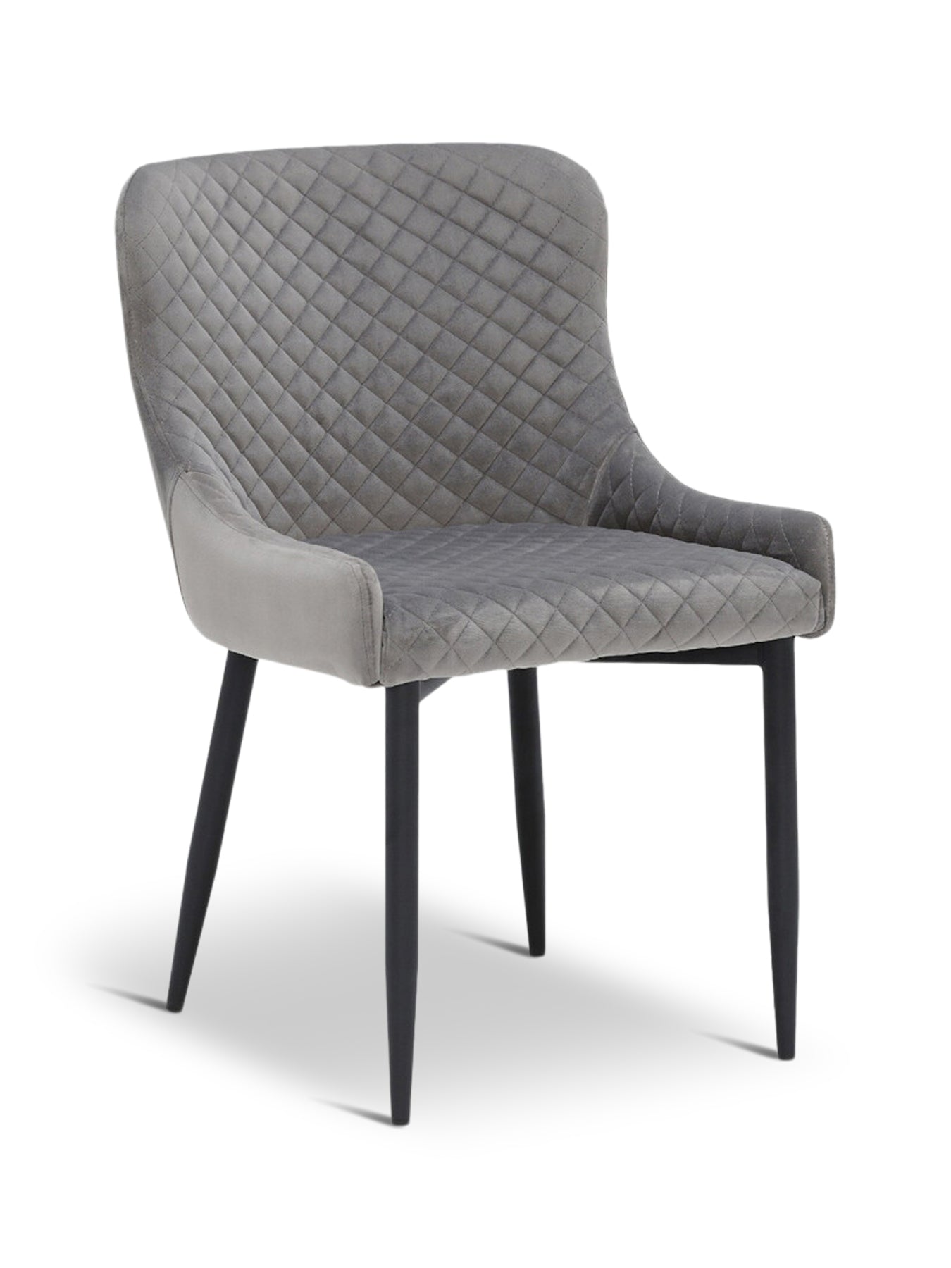 Rivington Grey Velvet Quilted Dining Chair