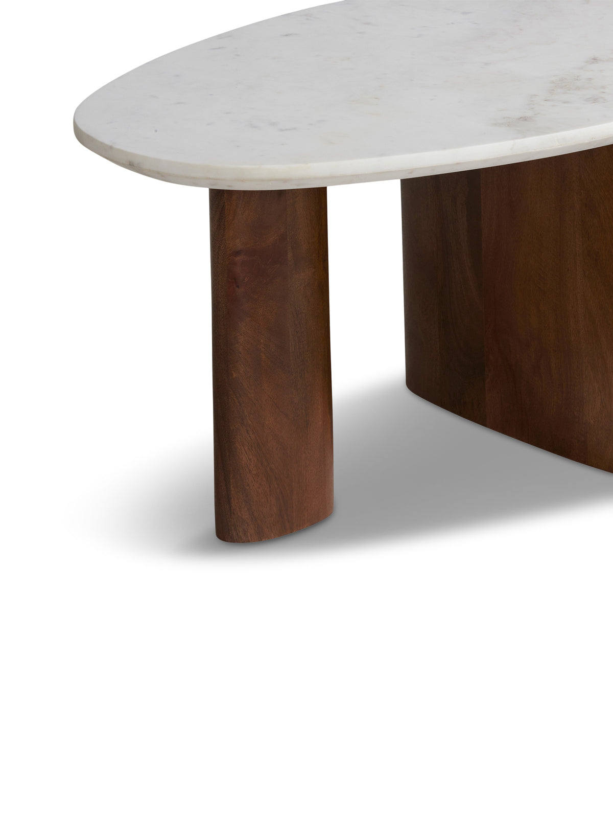 Libra Dark Brown Mango Wood Coffee Table with White Marble Top