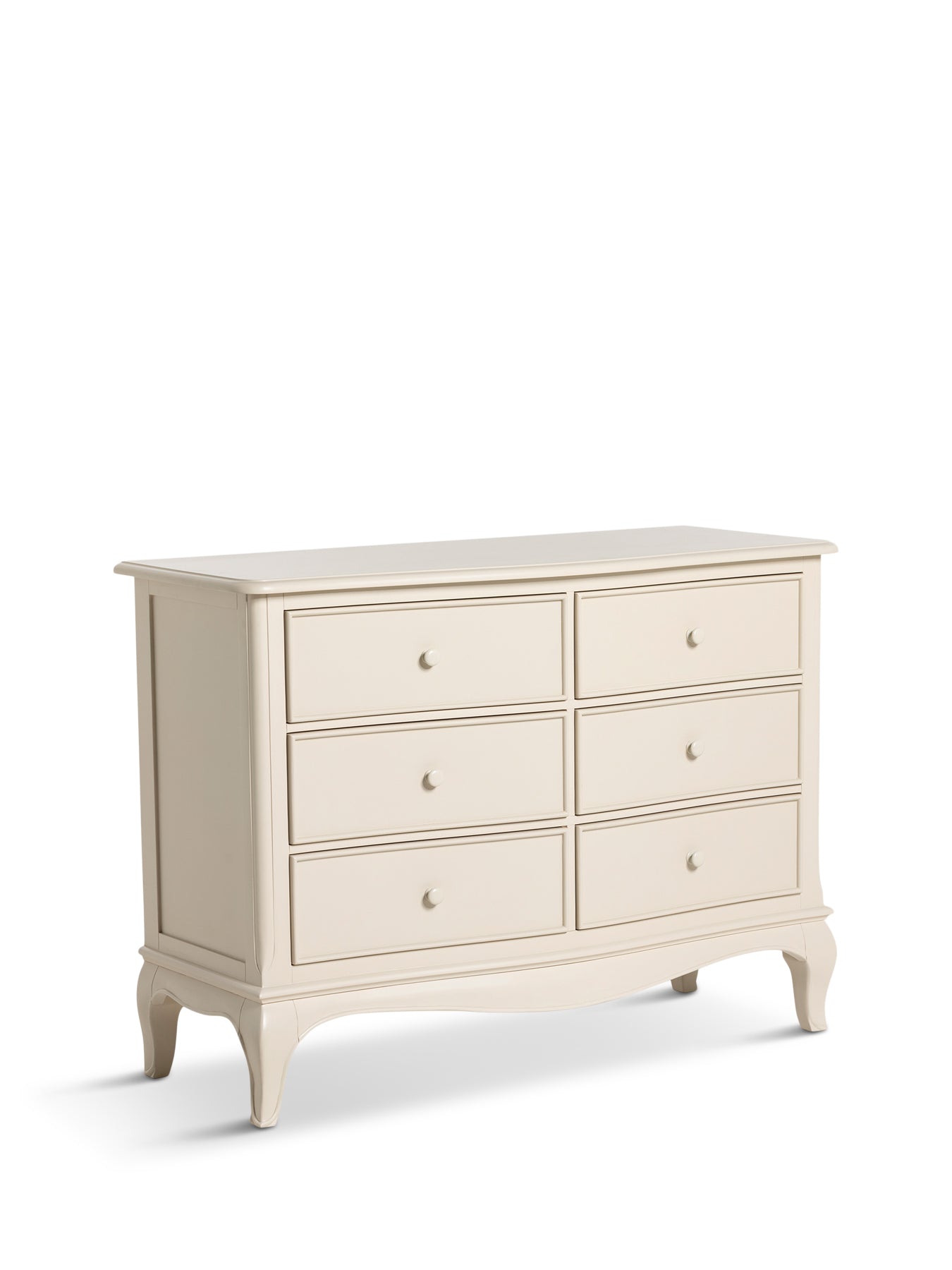 Calista Off White Wooden Low Wide 6 Drawer Chest