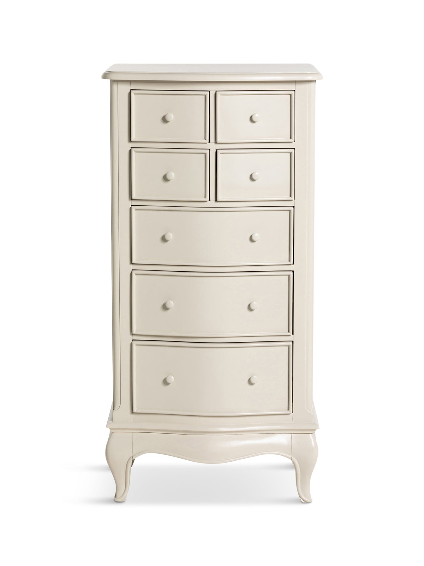 Calista Off White Wooden Tall Narrow 7 Drawer Chest