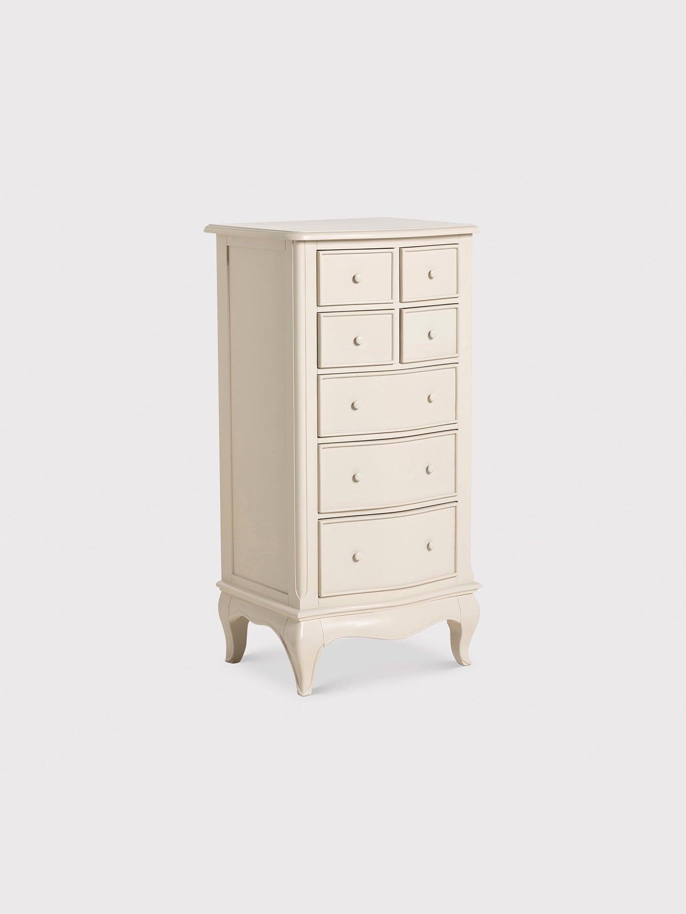 Calista Off White Wooden Tall Narrow 7 Drawer Chest