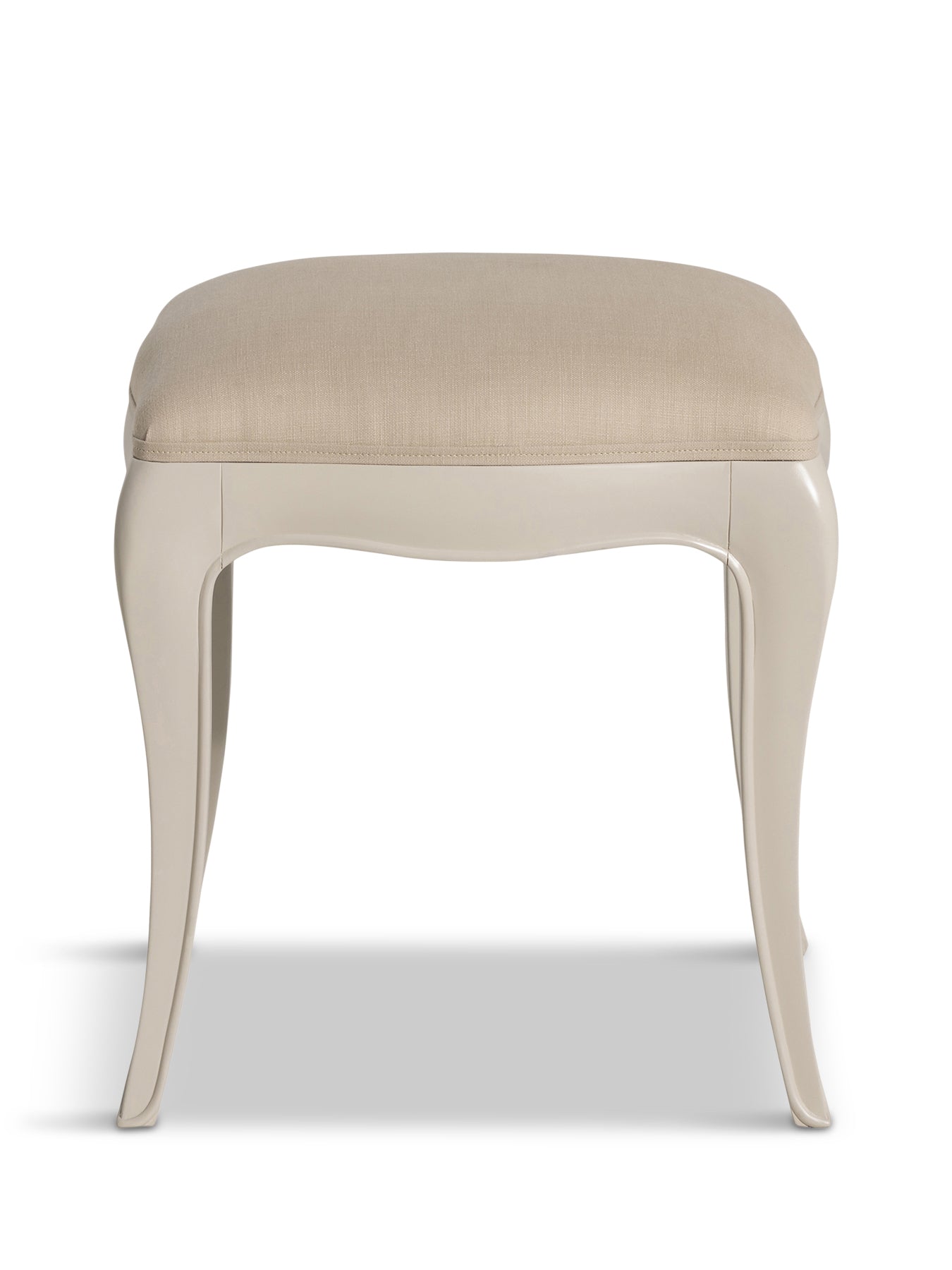 Calista Off White Wooden Stool with Fabric Seat