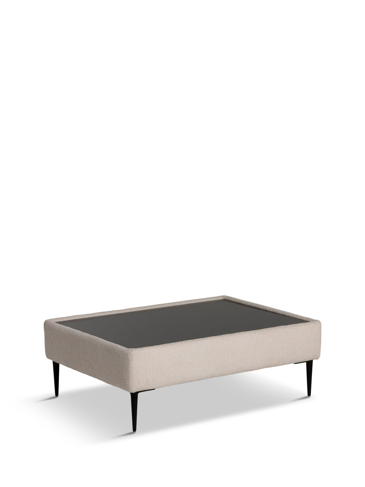 Sienna Boucle Fabric Footstool With Glass Top