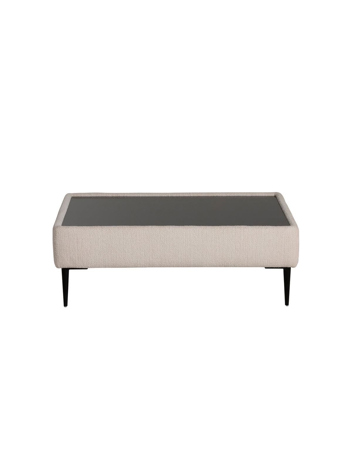 Sienna Boucle Fabric Footstool With Glass Top