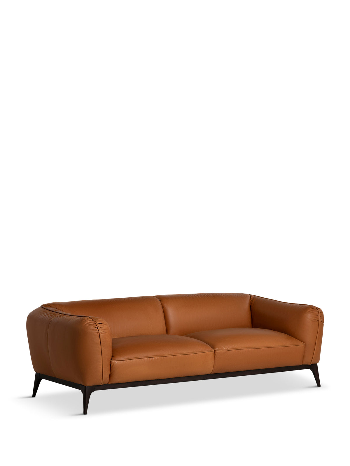 Angus Brown Leather 3 Seater Sofa with Wood Legs