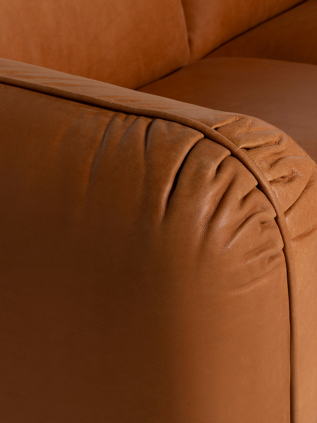 Angus Brown Leather 2 Seater Sofa with Wood Legs