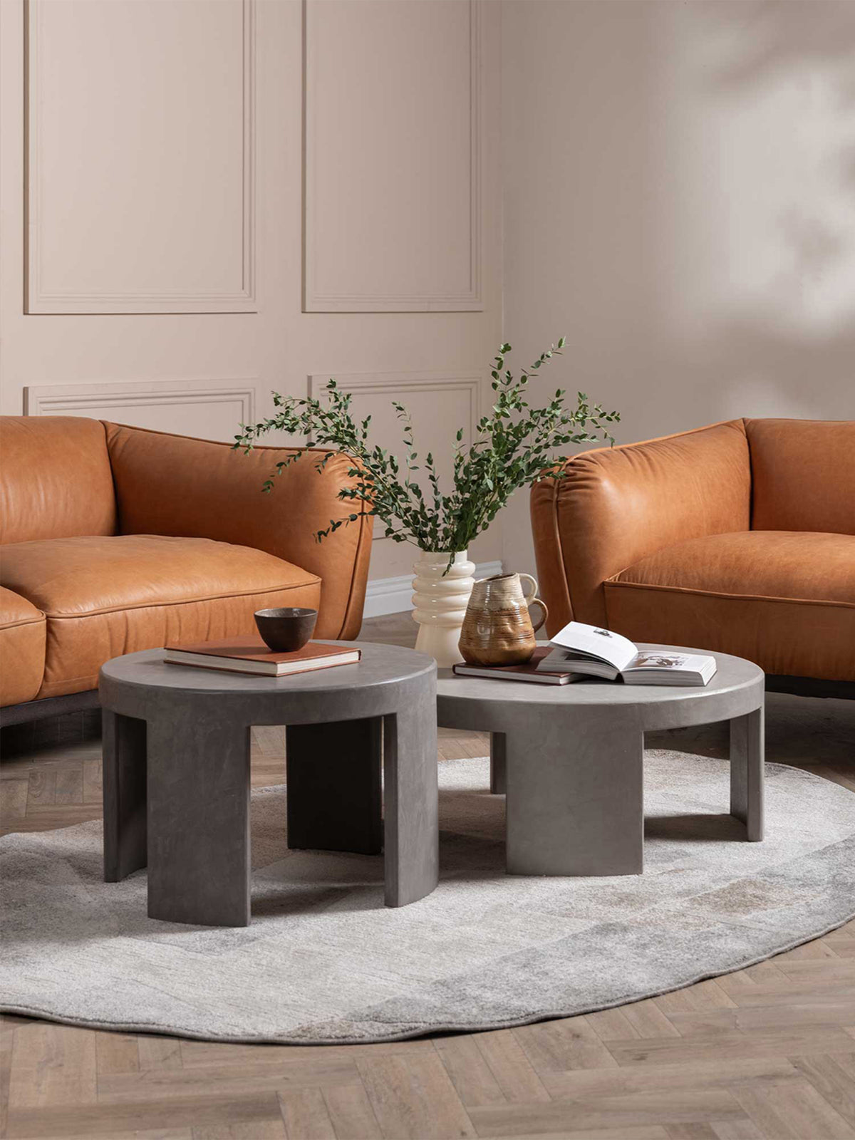 Angus Brown Leather Armchair with Wood Legs