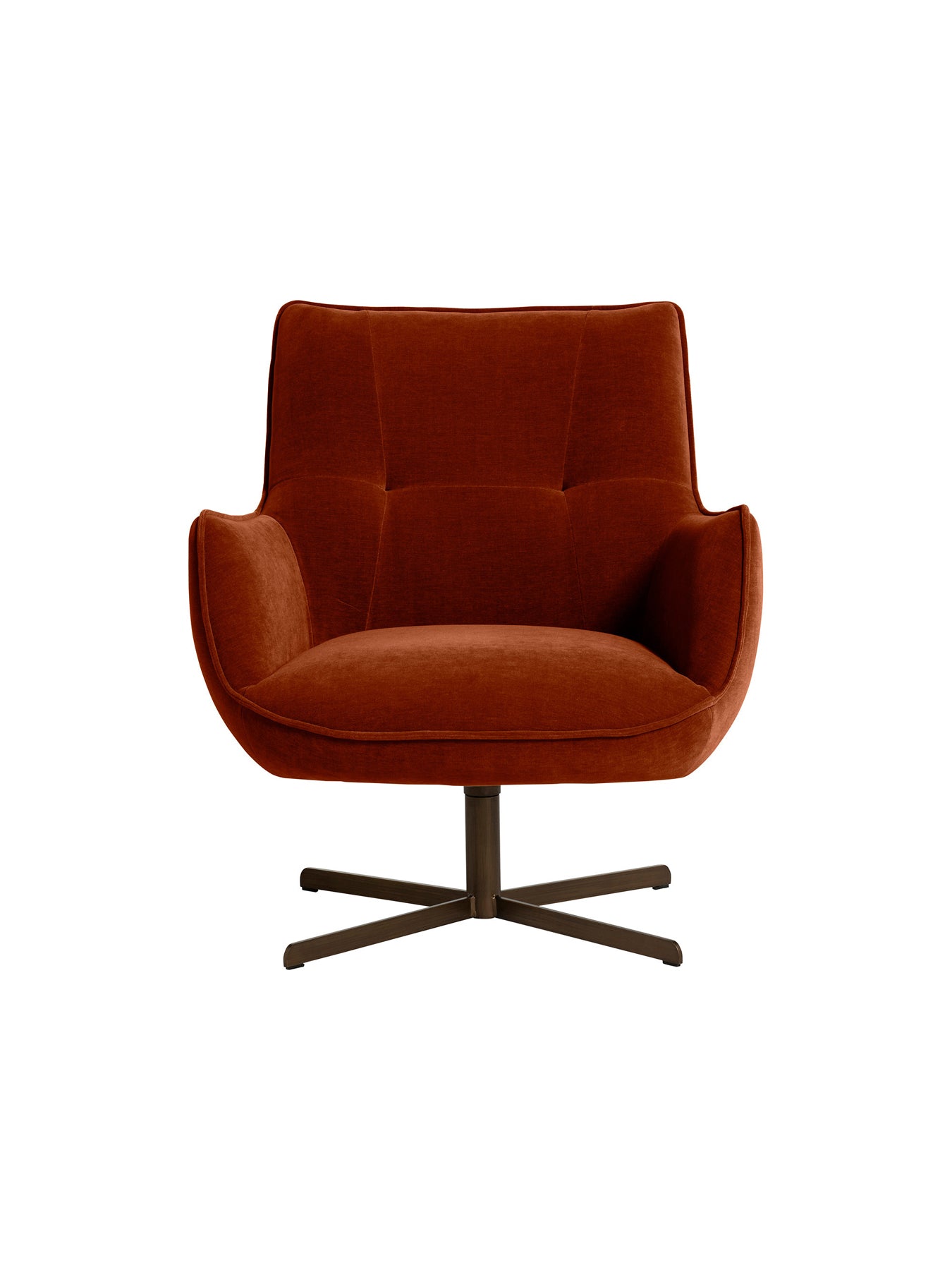 Milne Fabric Swivel Armchair In Burnt Orange