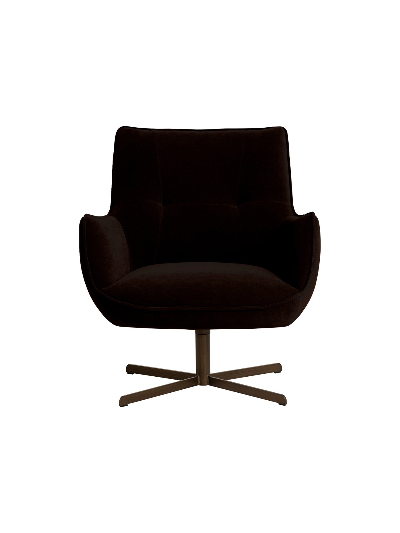 Milne Dark Brown Fabric Swivel Armchair