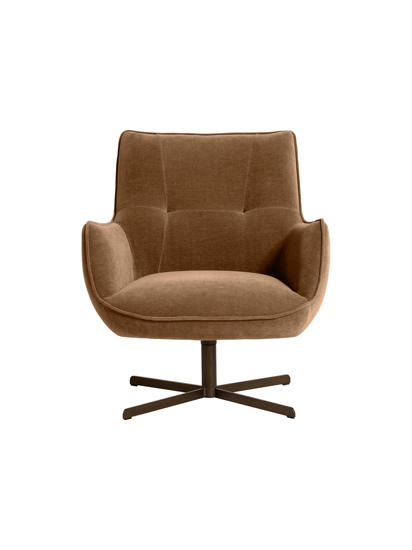 Milne Rustic Light Brown Velvet Swivel Armchair