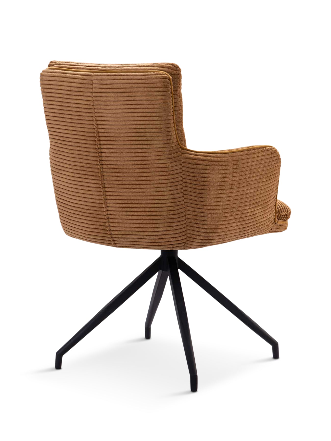 Odine Orange Velvet Swivel Stitched Dining Chair with High Arms