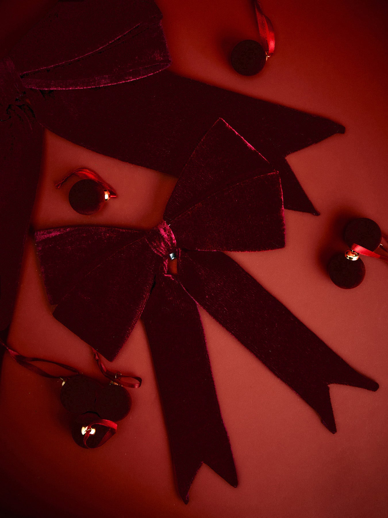 Velvet Wired Bow For Christmas Decoration 35cm Red