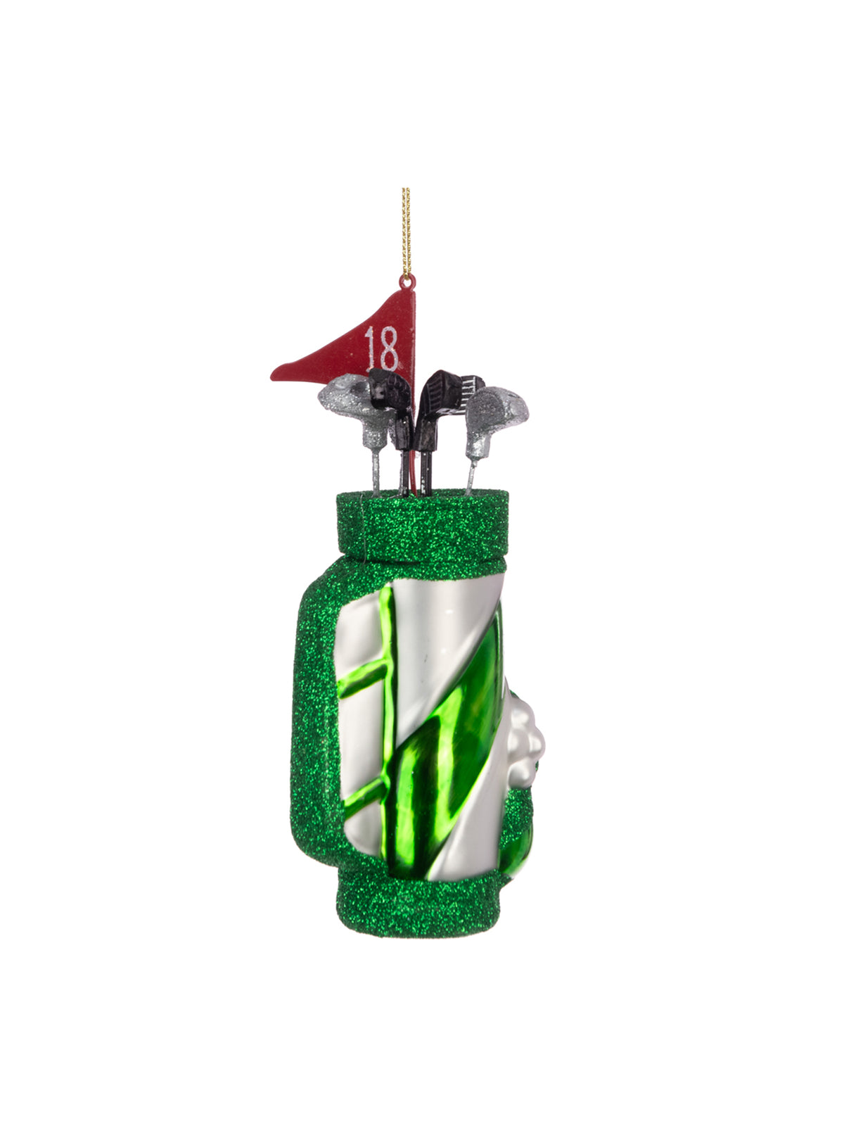 Glass Golf Club Bag Hanging Decoration 14cm - Green