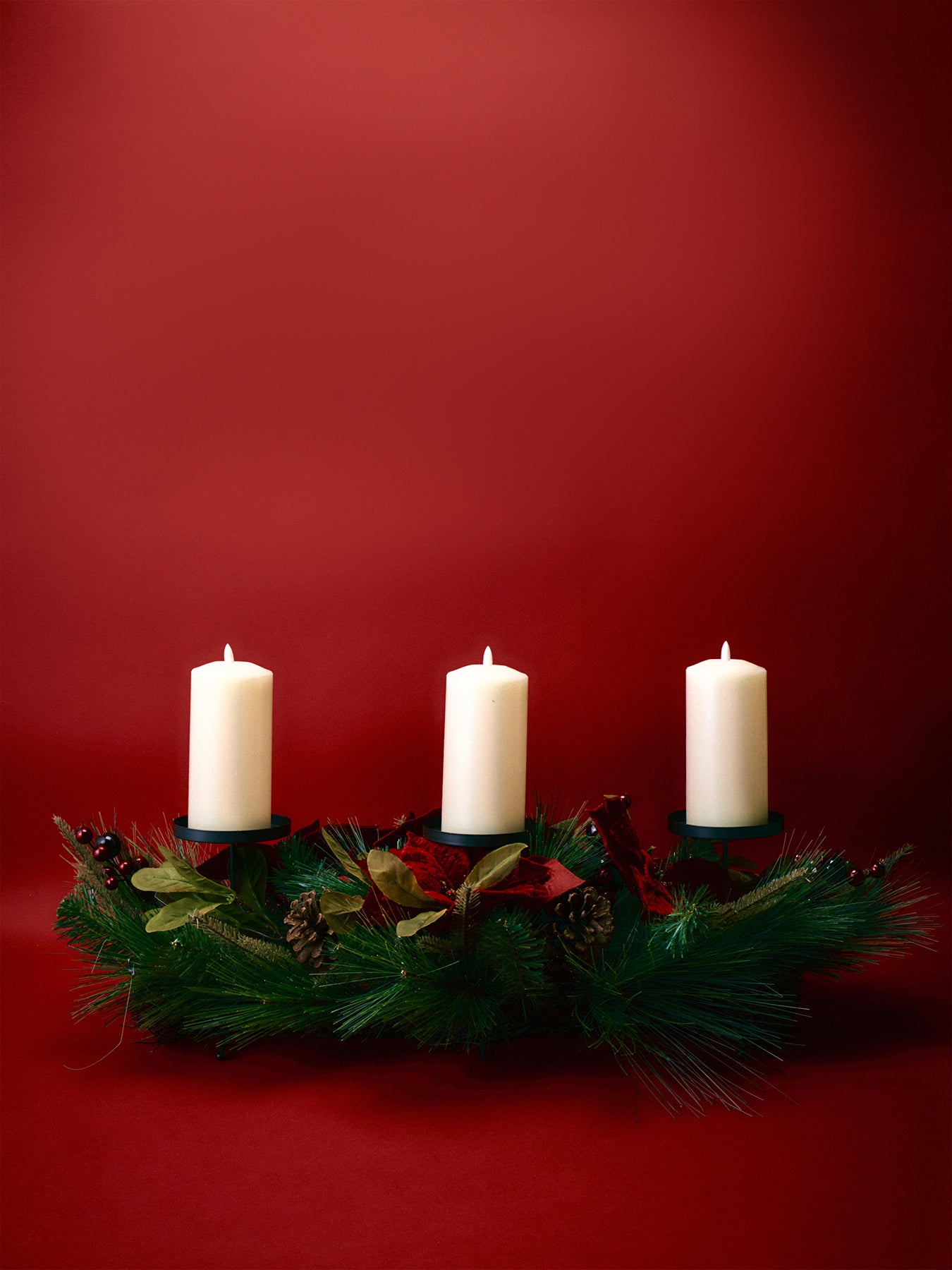 Poinsettia Candle Holder Christmas Decoration 81cm