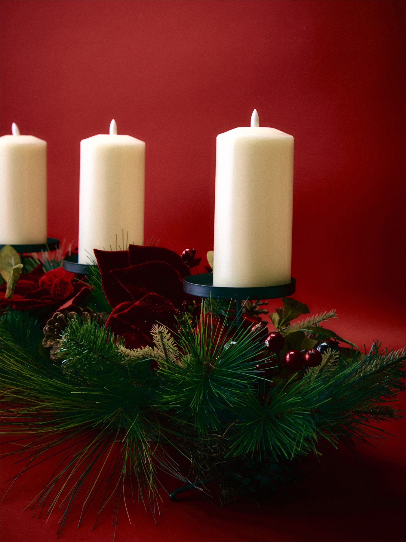 Poinsettia Candle Holder Christmas Decoration 81cm