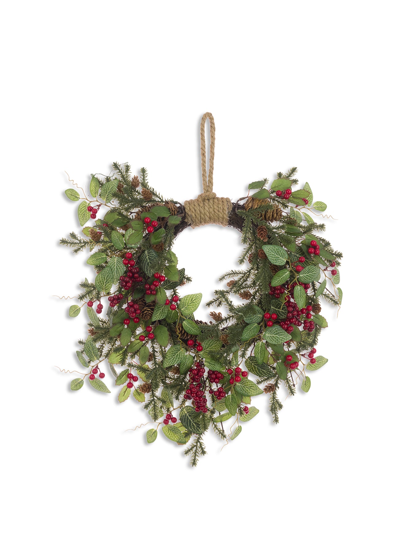 Holly & Berry Pinecone Christmas Wreath 40cm