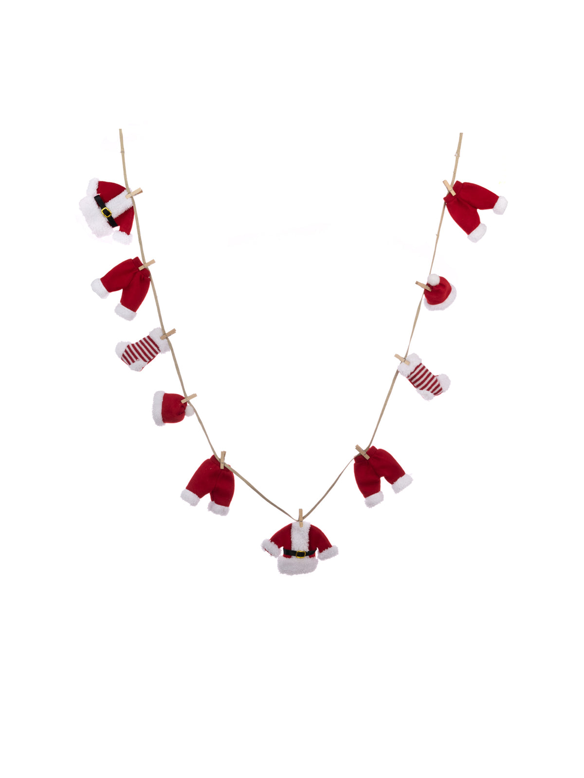 Santa Clothing Washing Line Garland - Red & White