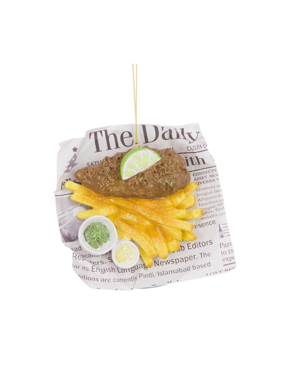 Resin Fish & Chips Hanging Decoration 11cm - Multi