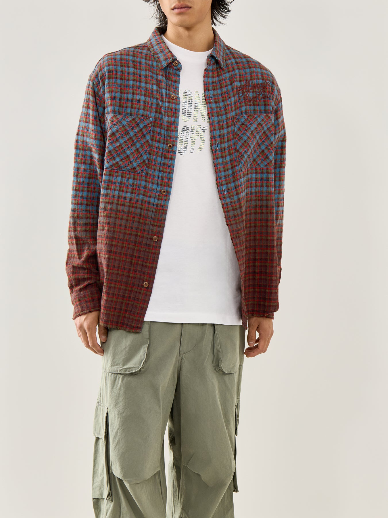 Script Dip Dye Check Shirt