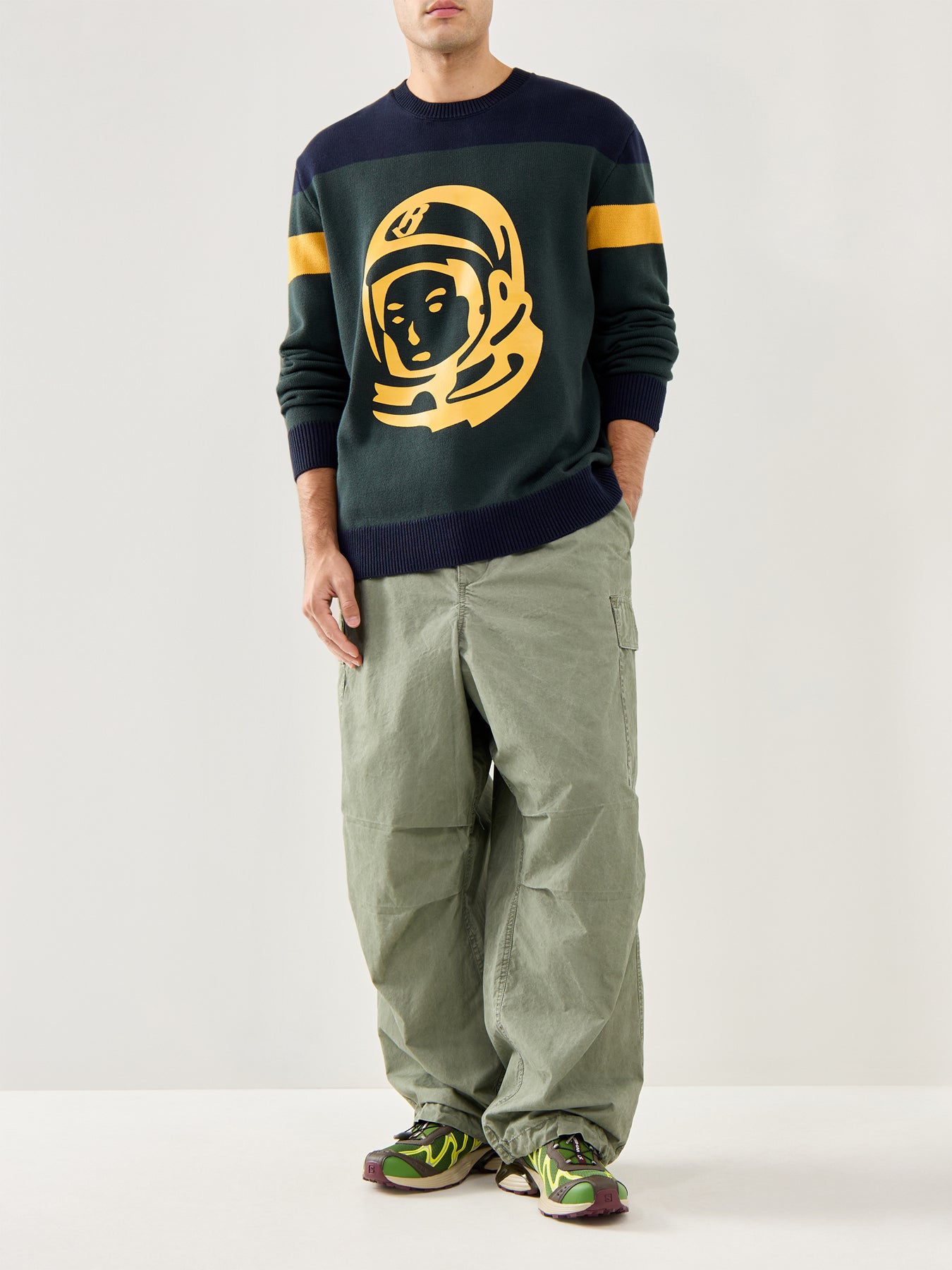 Astro Panelled Knit Jumper Dark Green