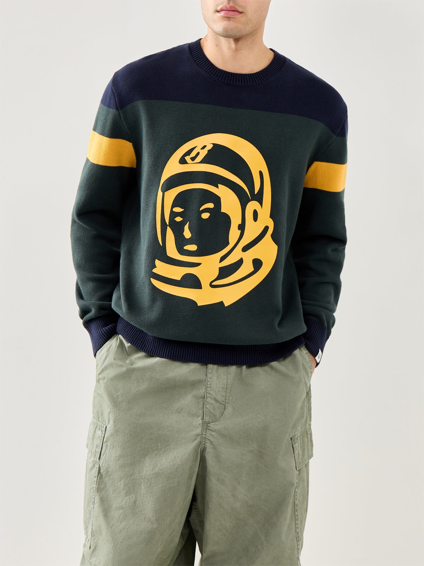 Astro Panelled Knit Jumper Dark Green