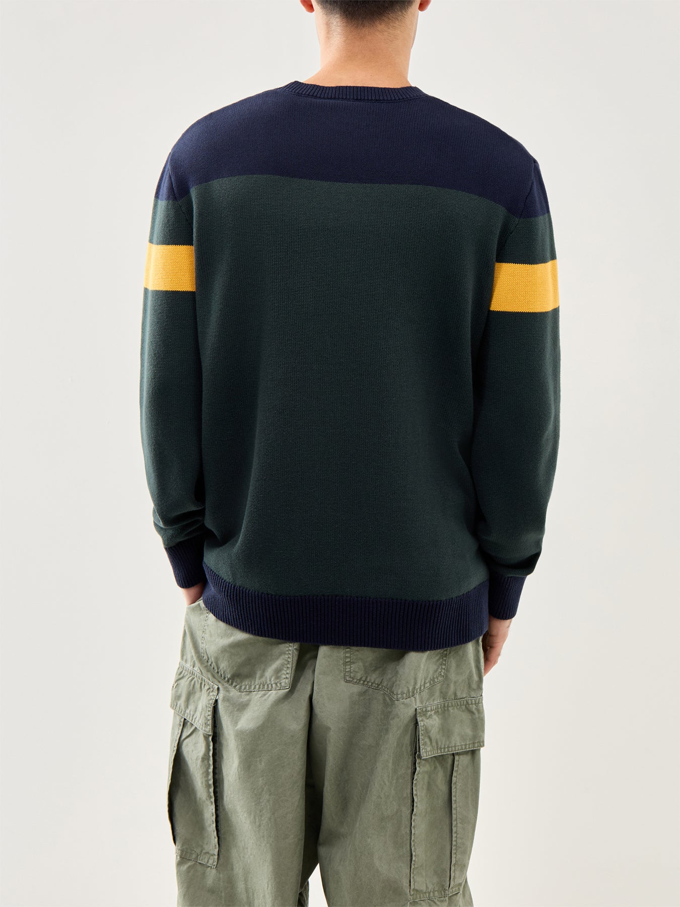 Astro Panelled Knit Jumper Dark Green