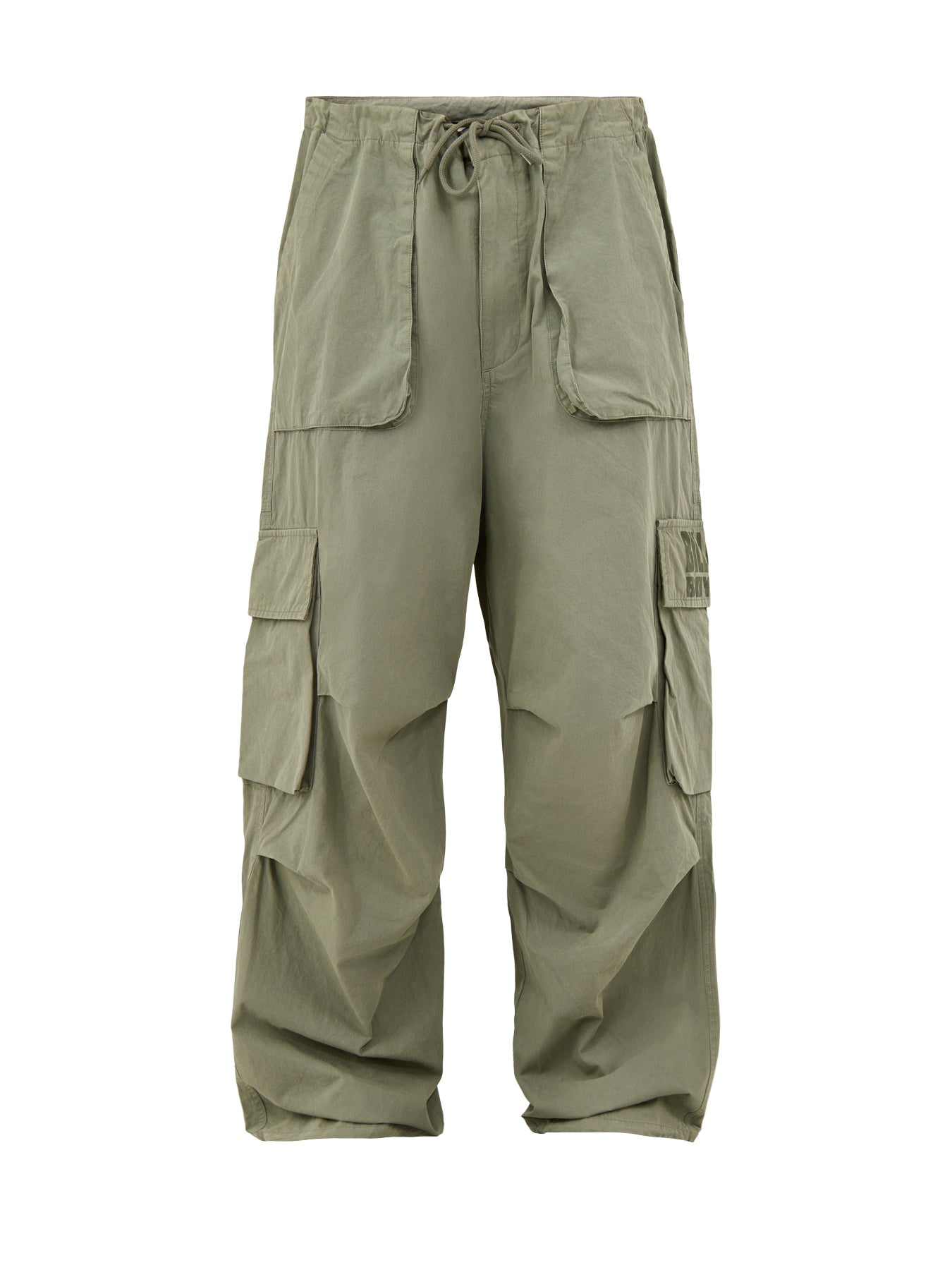 Straight Logo Parachute Pants Olive