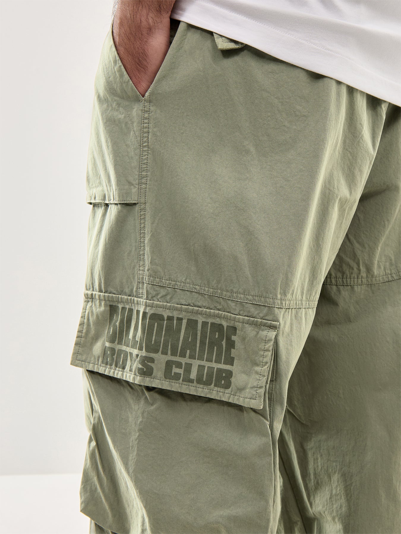 Straight Logo Parachute Pants Olive