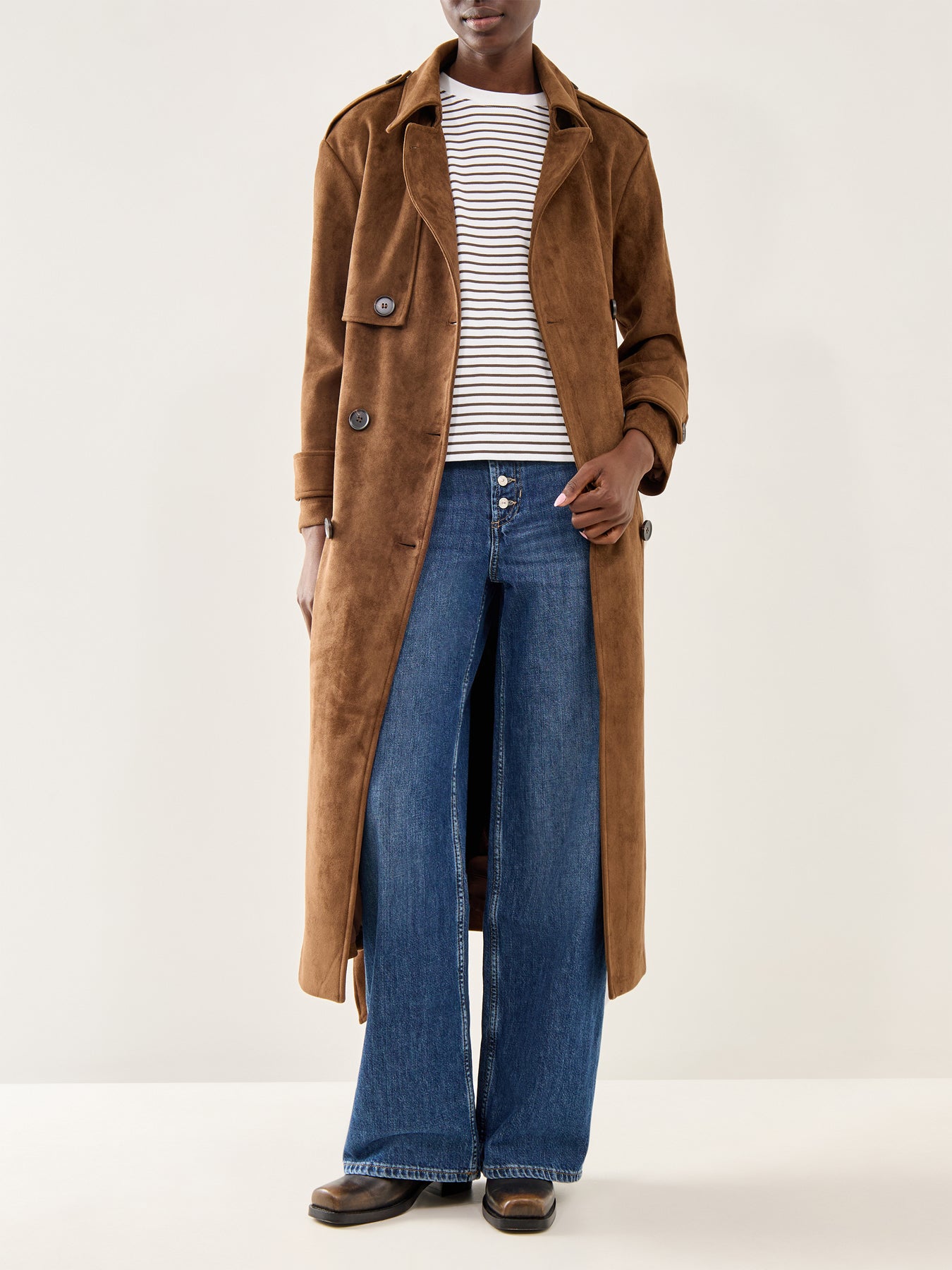 Essential Striped Boxy Tee Ecru Black