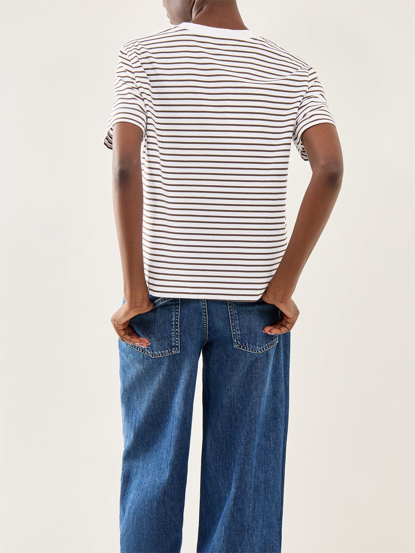 Essential Striped Boxy Tee Ecru Black