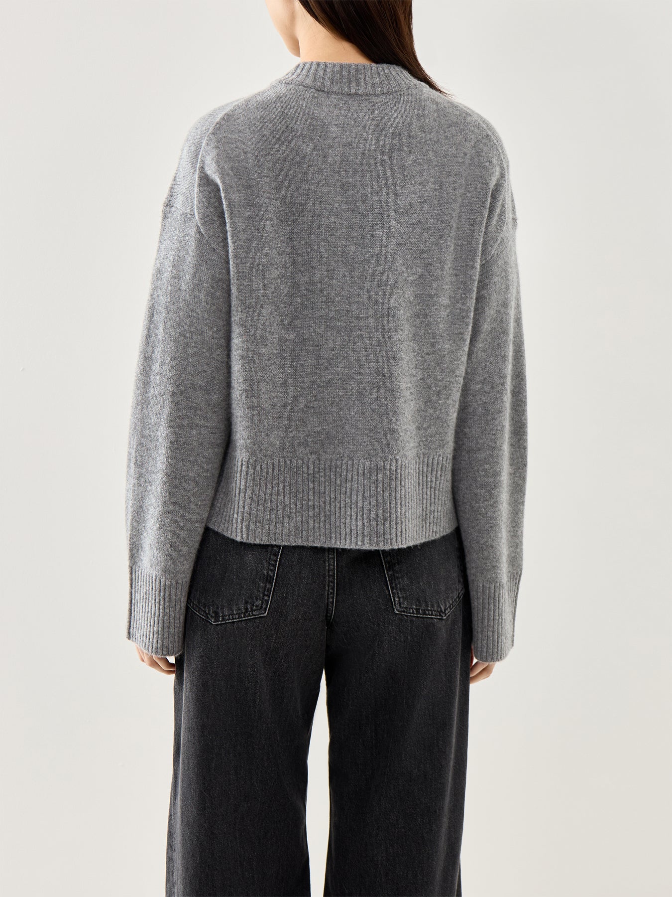 Cille Ls Knit O-Neck Cardigan Medium Grey Melange