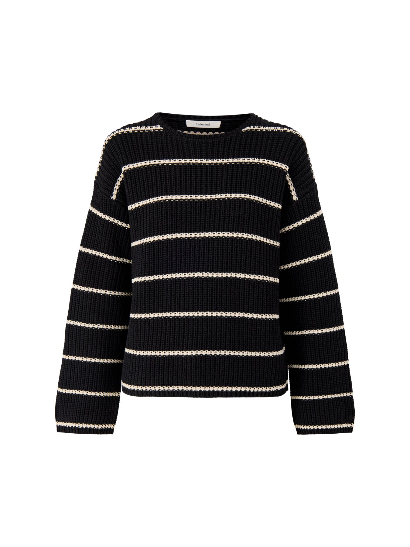 Selma Sus Knit O Neck Black Birch