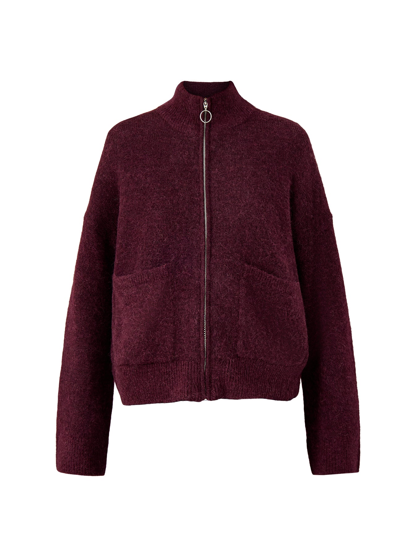 Sia Knit Zipper Cardigan Fig Melange
