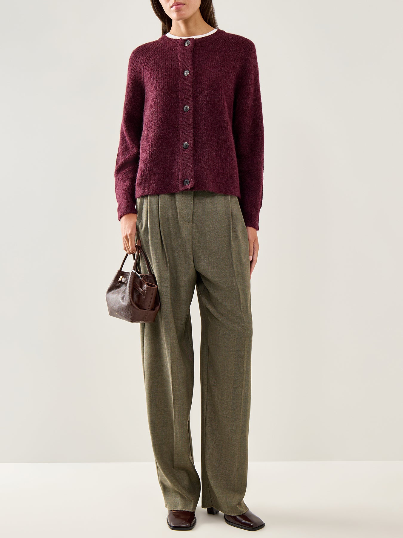 Lulu Knit Cardigan Fig Melange