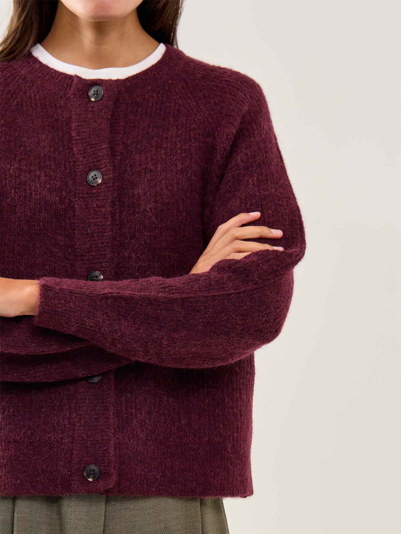 Lulu Knit Cardigan Fig Melange