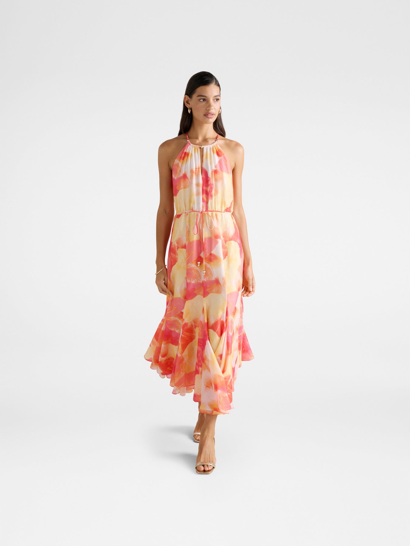 Casey Halter Neck Godet Midi Dress