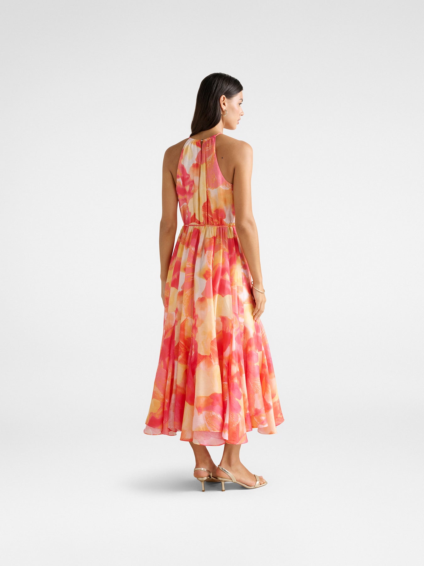 Casey Halter Neck Godet Midi Dress