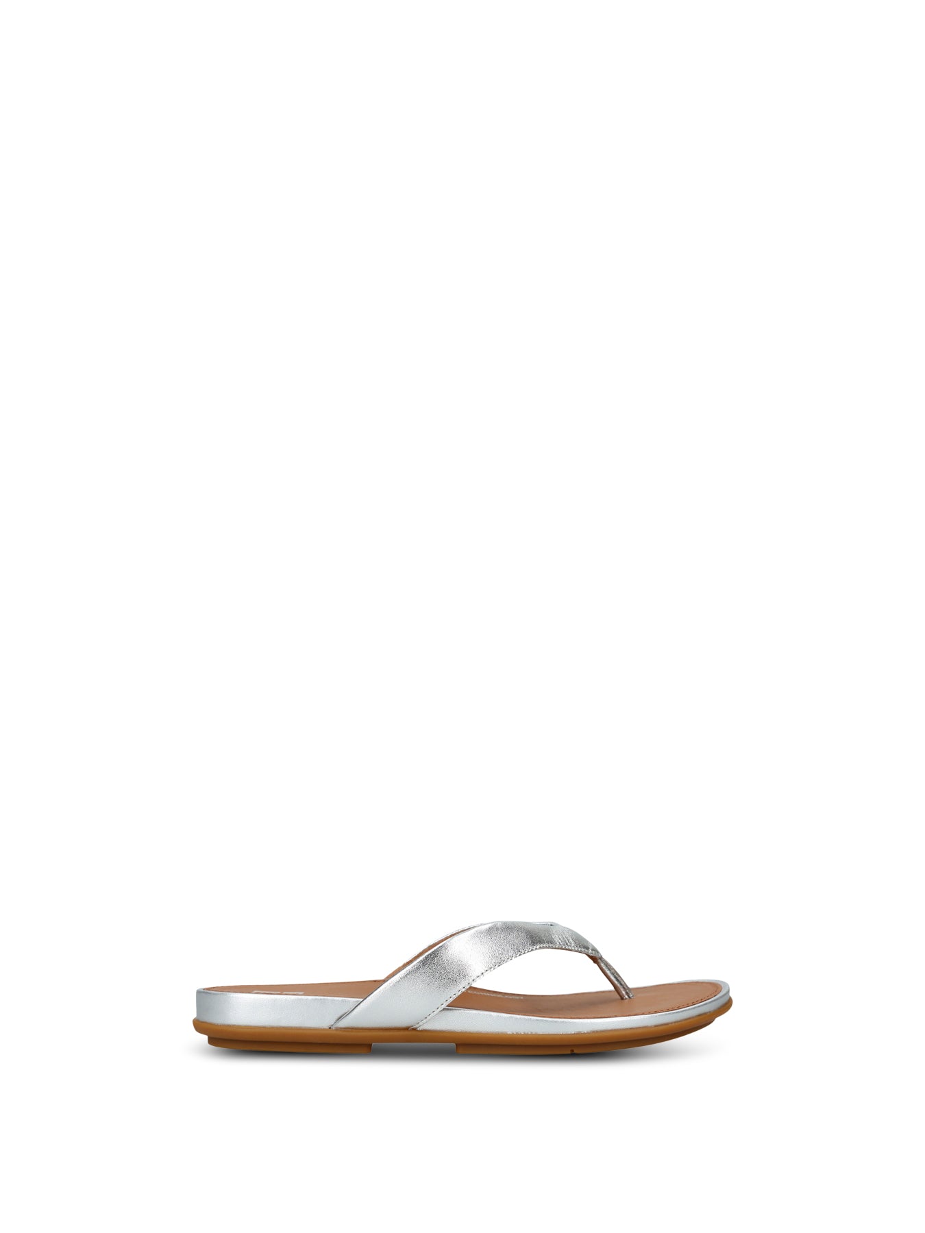 Gracie Leather Flip Flops Silver