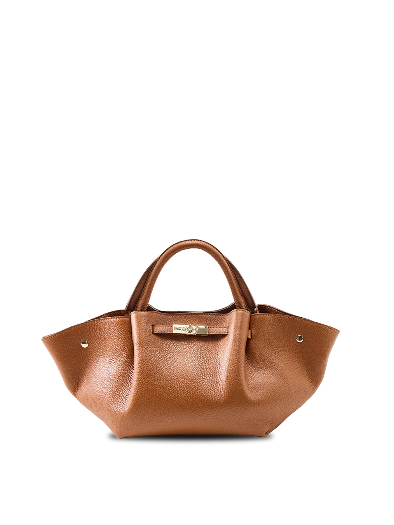 Feny Leather Top Handle Tote Bag Tan