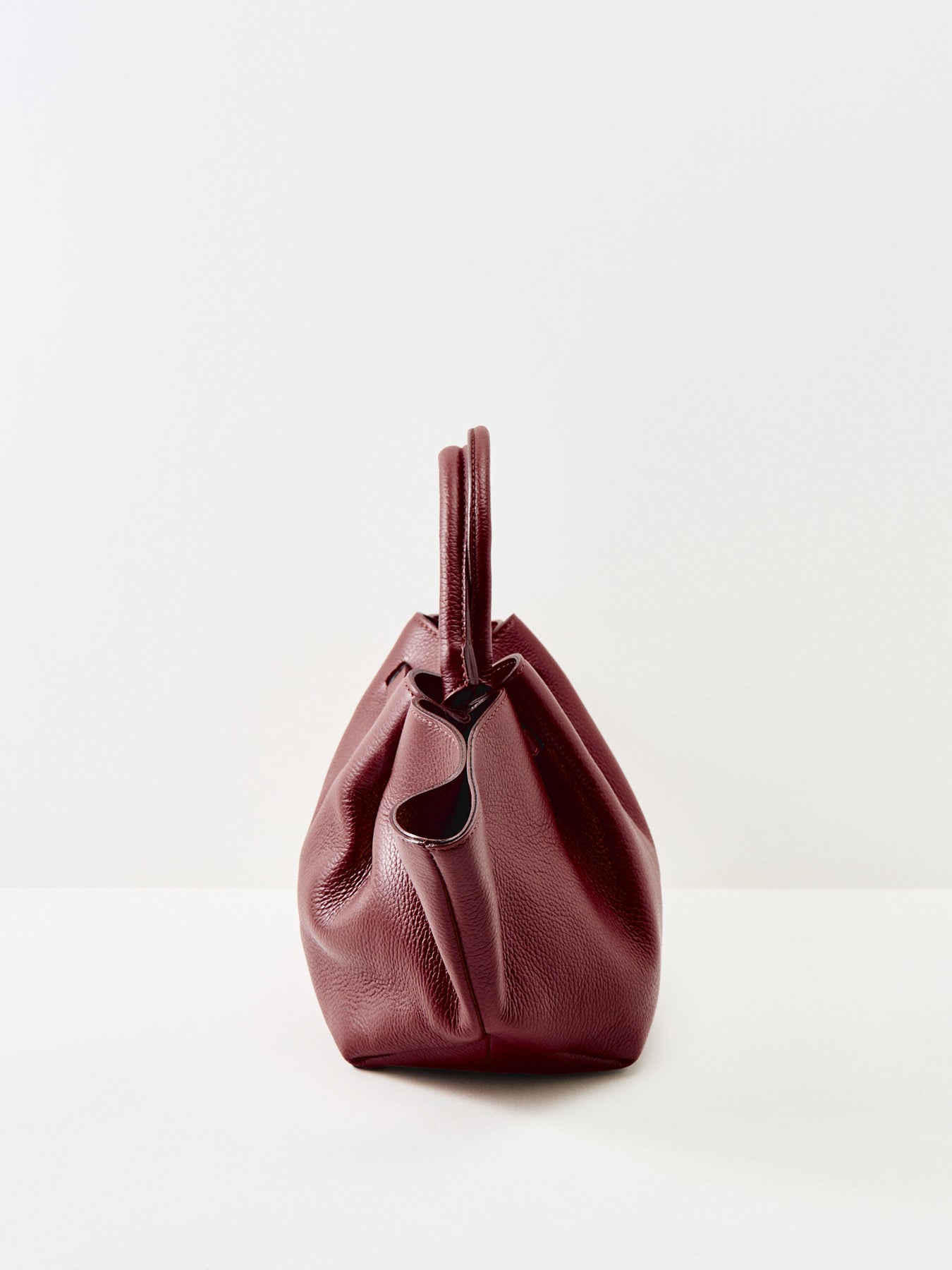 Feny Leather Top Handle Tote Bag Burgundy