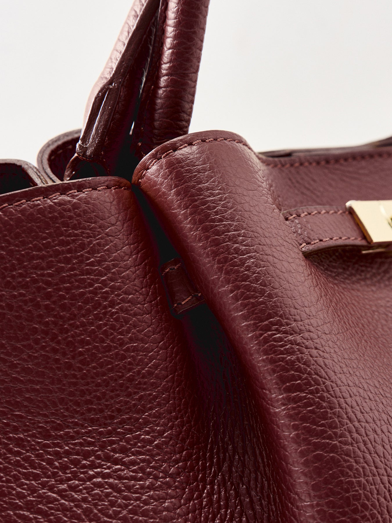 Feny Leather Top Handle Tote Bag Burgundy