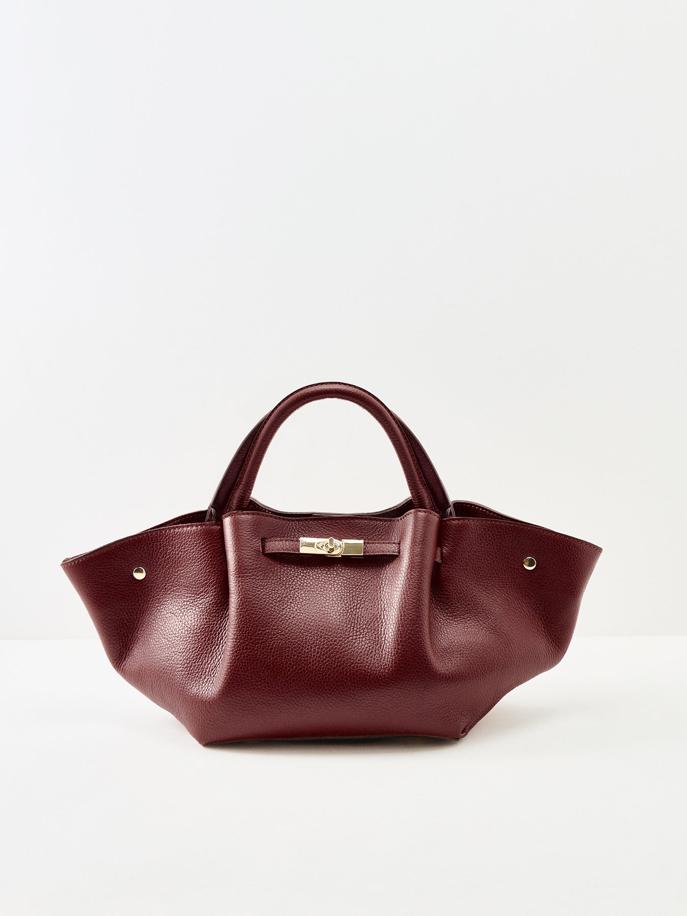 Feny Leather Top Handle Tote Bag Burgundy