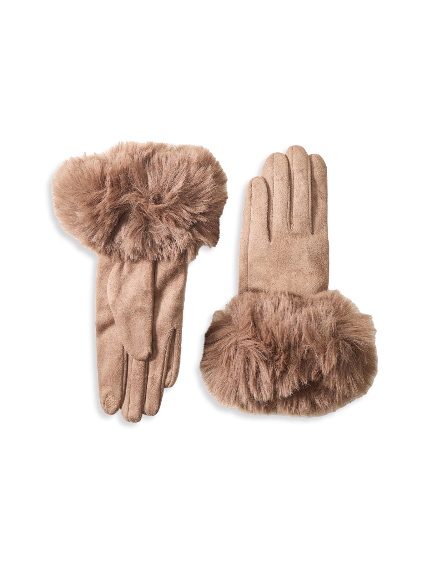 Faux Suede Gloves Brown