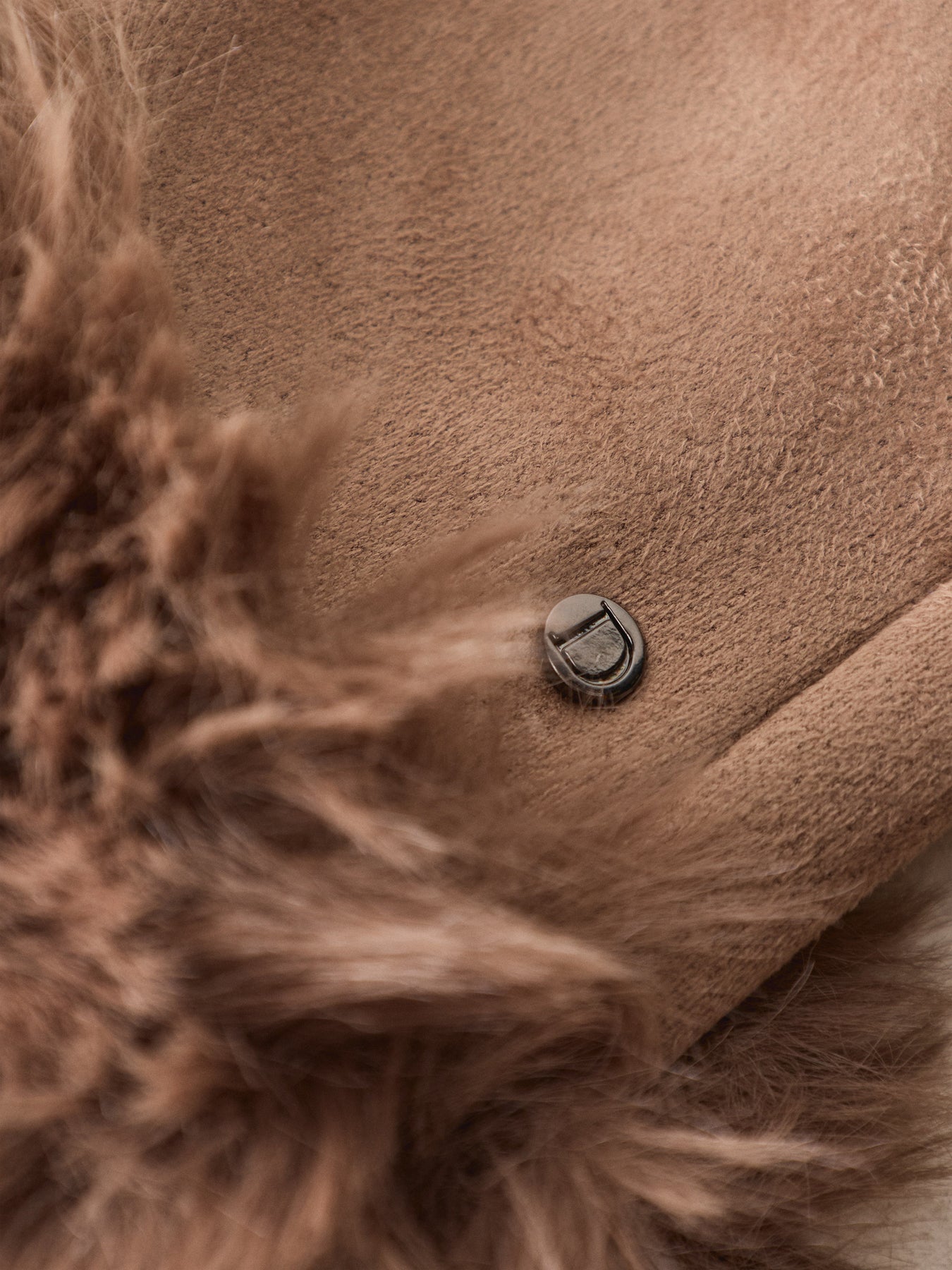 Faux Suede Gloves Brown