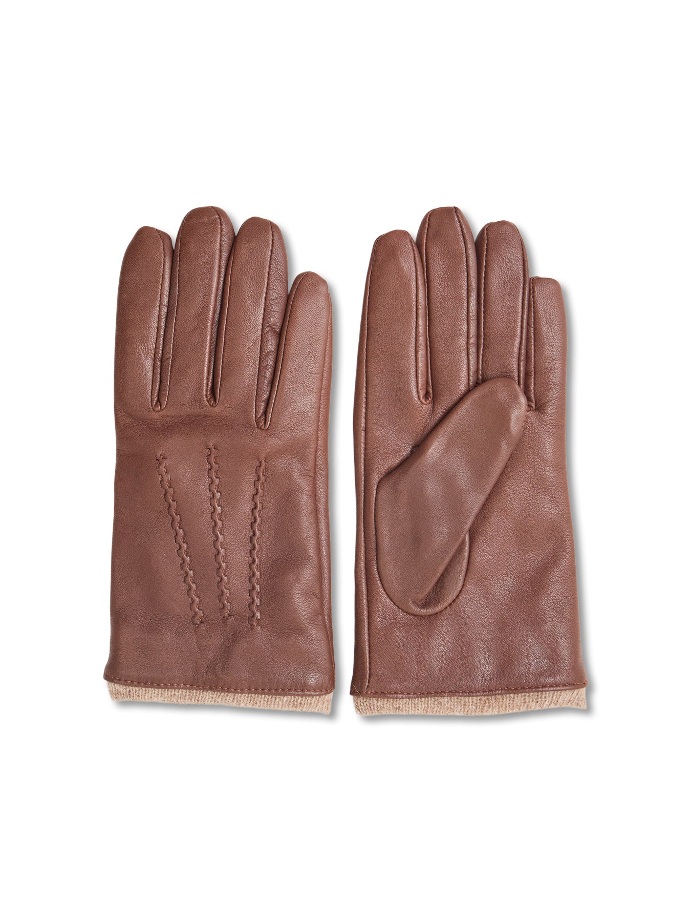 Lorraine Leather Knit Cuff Gloves Chestnut