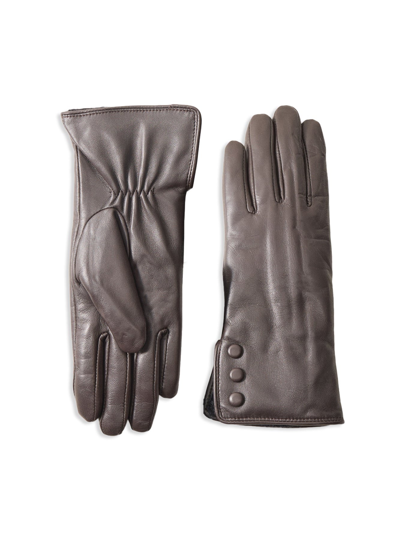 Agata Leather Side Buttons Gloves