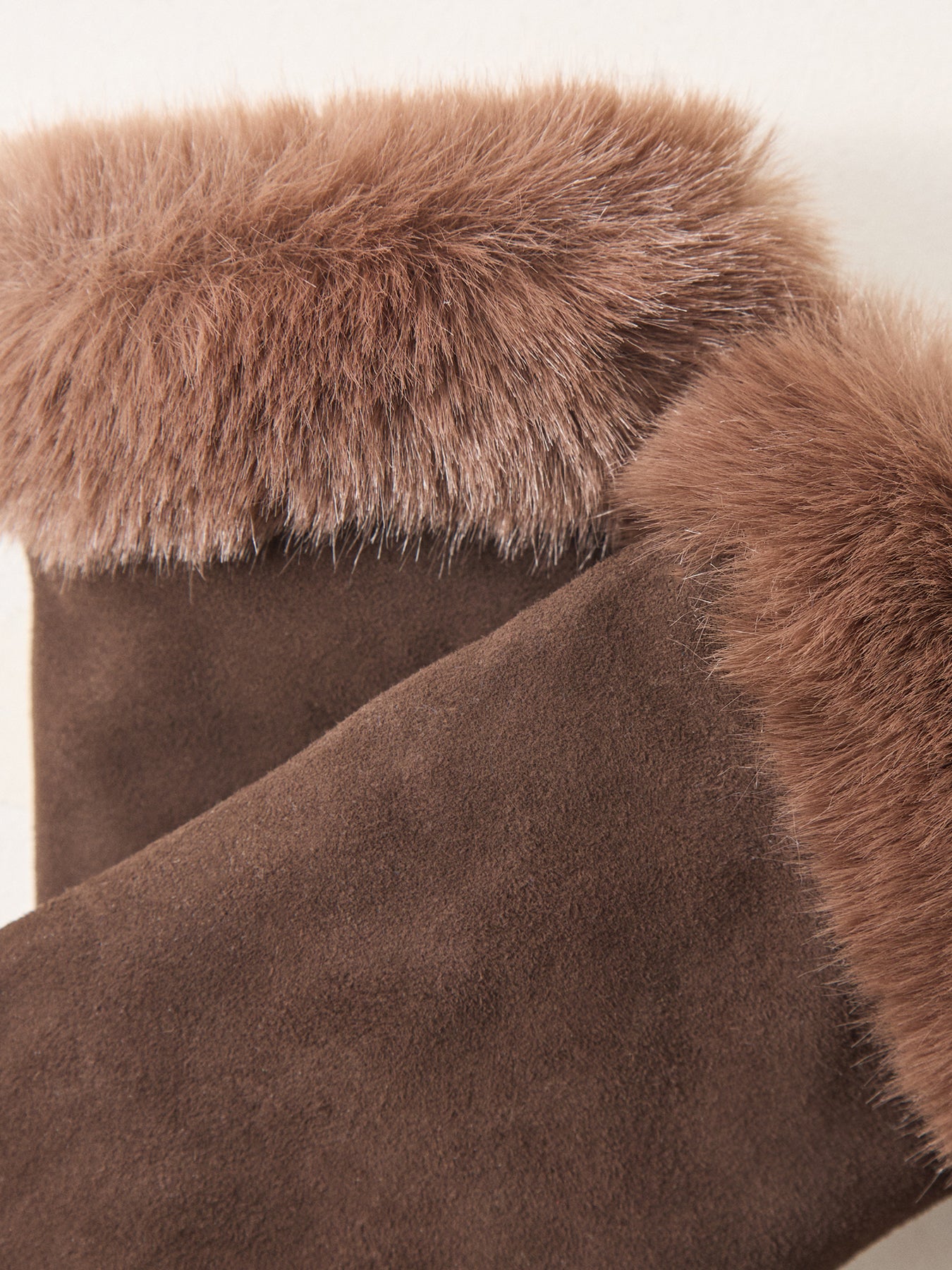 Eva Suede Fingerless Mittens Brown