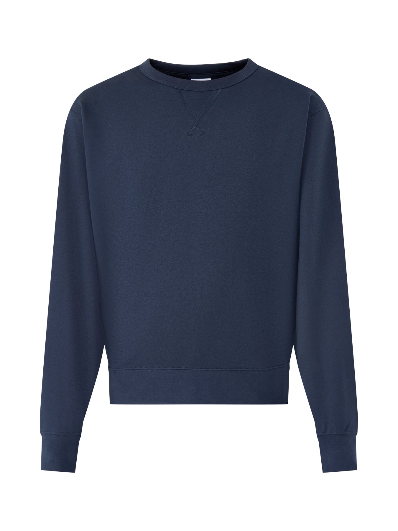 Cotton Navy Long Sleeves Crew Neck Jumper