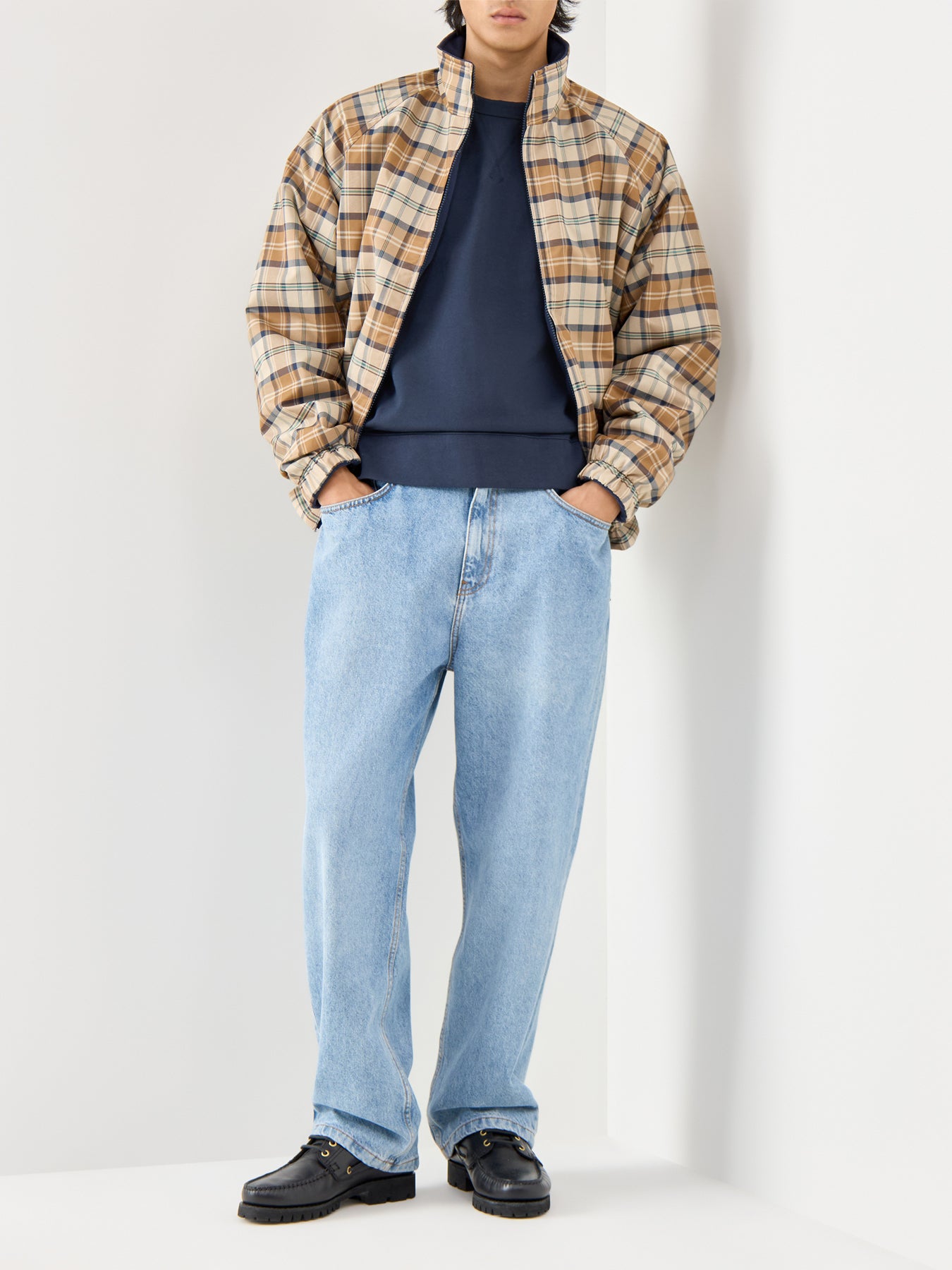 Cotton Navy Long Sleeves Crew Neck Jumper